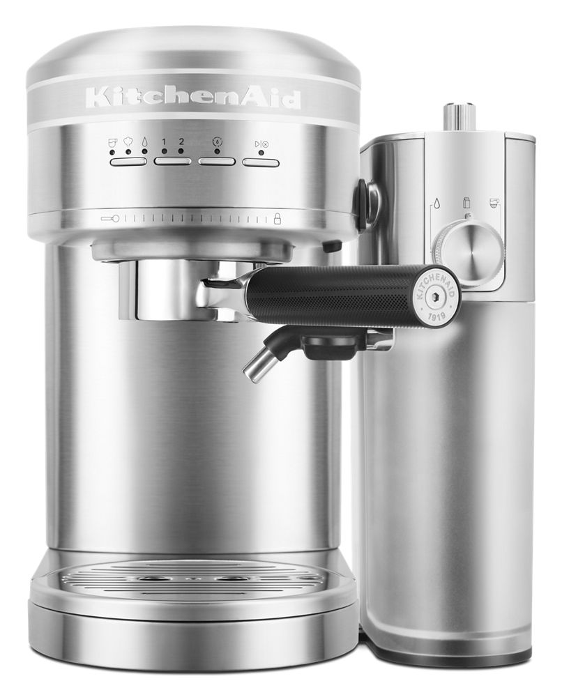 Metal Semi-Automatic Espresso Machine and Automatic Milk Frother Attachment Bundle